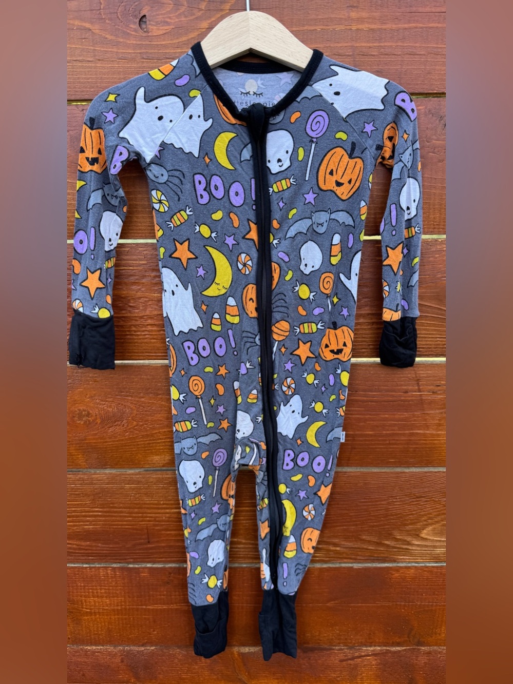 Little Sleepies bamboo Halloween zippie convertible romper 12-18 months